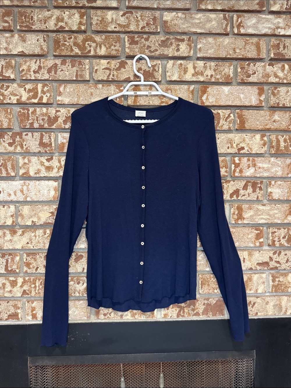 Wilfred Navy Button-Front Long‎ Sleeve Modal Cardigan